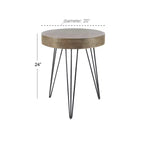 Table d'appoint moderne Olivia & May marron : plateau rond en bois, aucun assemblage requis, cadre en MDF
