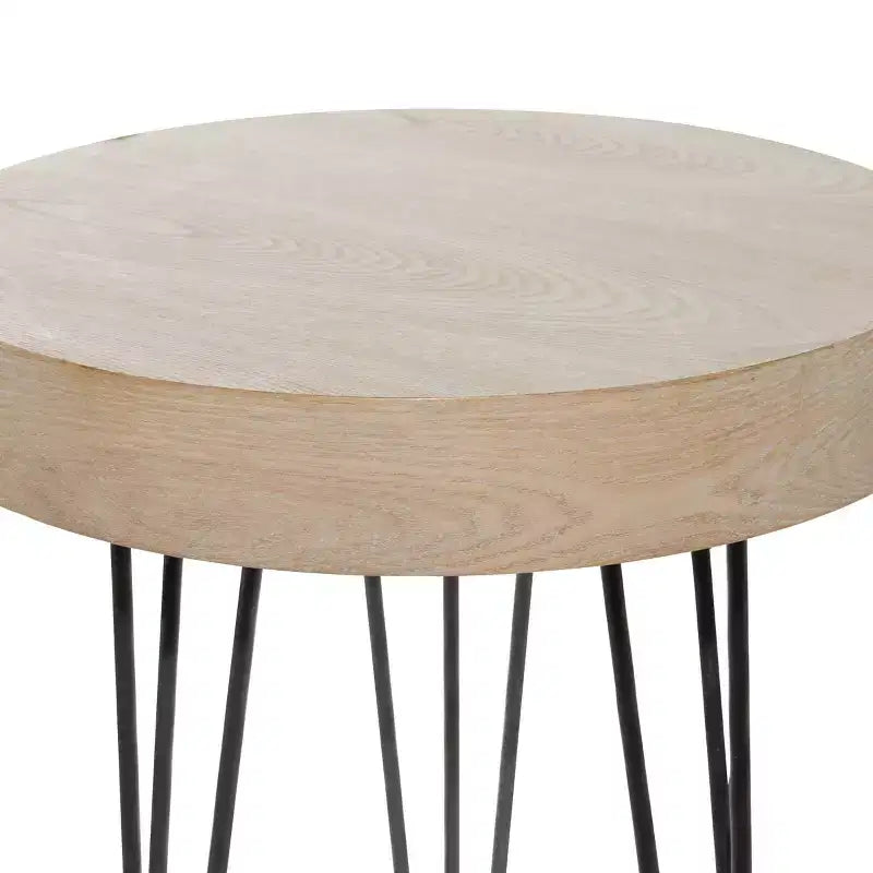 Table d'appoint moderne Olivia & May marron : plateau rond en bois, aucun assemblage requis, cadre en MDF