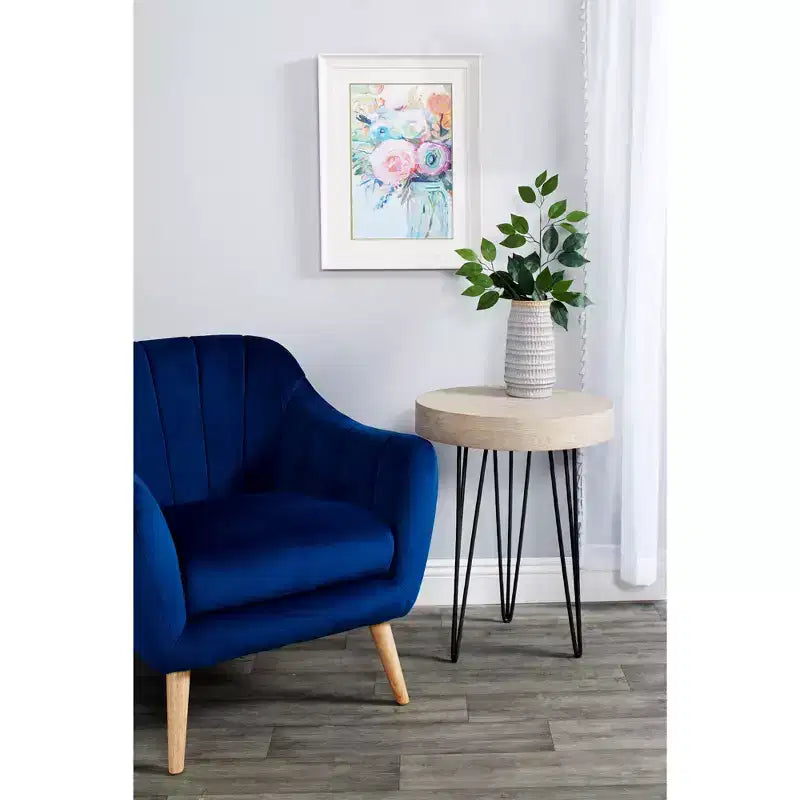 Table d'appoint moderne Olivia & May marron : plateau rond en bois, aucun assemblage requis, cadre en MDF