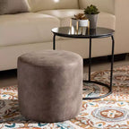 Ensemble de 2 tables gigognes et poufs Kira, marron/noir - Baxton Studio