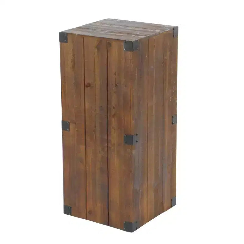 Lot de 5 tables piédestal rustiques en bois marron - Olivia & May : meubles d'appoint d'intérieur, aucun assemblage requis