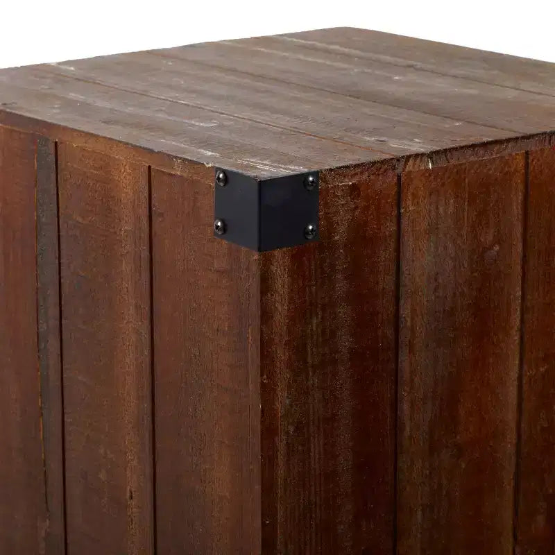 Lot de 5 tables piédestal rustiques en bois marron - Olivia & May : meubles d'appoint d'intérieur, aucun assemblage requis