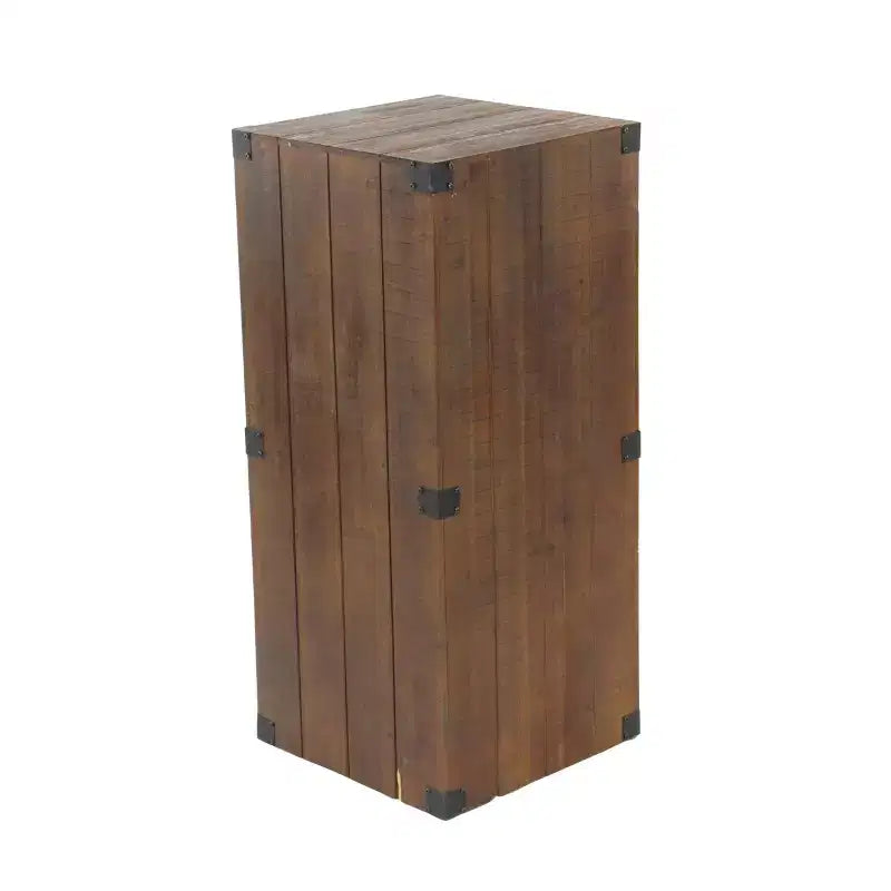 Lot de 5 tables piédestal rustiques en bois marron - Olivia & May : meubles d'appoint d'intérieur, aucun assemblage requis