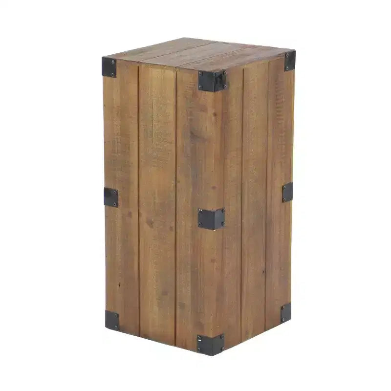 Lot de 5 tables piédestal rustiques en bois marron - Olivia & May : meubles d'appoint d'intérieur, aucun assemblage requis