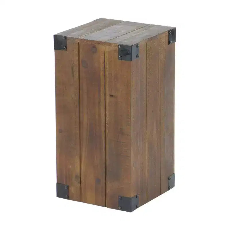 Lot de 5 tables piédestal rustiques en bois marron - Olivia & May : meubles d'appoint d'intérieur, aucun assemblage requis