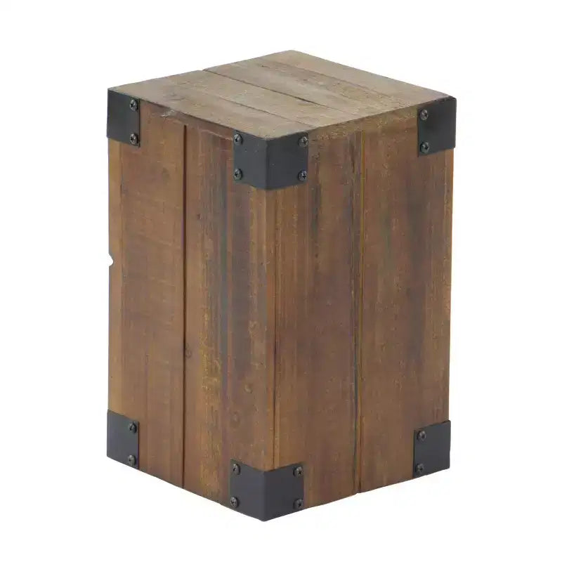 Lot de 5 tables piédestal rustiques en bois marron - Olivia & May : meubles d'appoint d'intérieur, aucun assemblage requis
