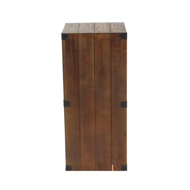 Lot de 5 tables piédestal rustiques en bois marron - Olivia & May : meubles d'appoint d'intérieur, aucun assemblage requis