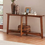 Console/Table multimédia en bois d'inspiration milieu de siècle Monterey – Châtaignier – Alaterre