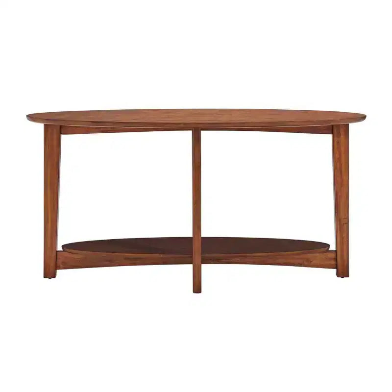 Console/Table multimédia en bois d'inspiration milieu de siècle Monterey – Châtaignier – Alaterre