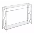 Omega Chrome Console Table Chrome - Breighton Home: Mid-Century Modern, Tempered Glass, Metal Frame, Rectangular Shape