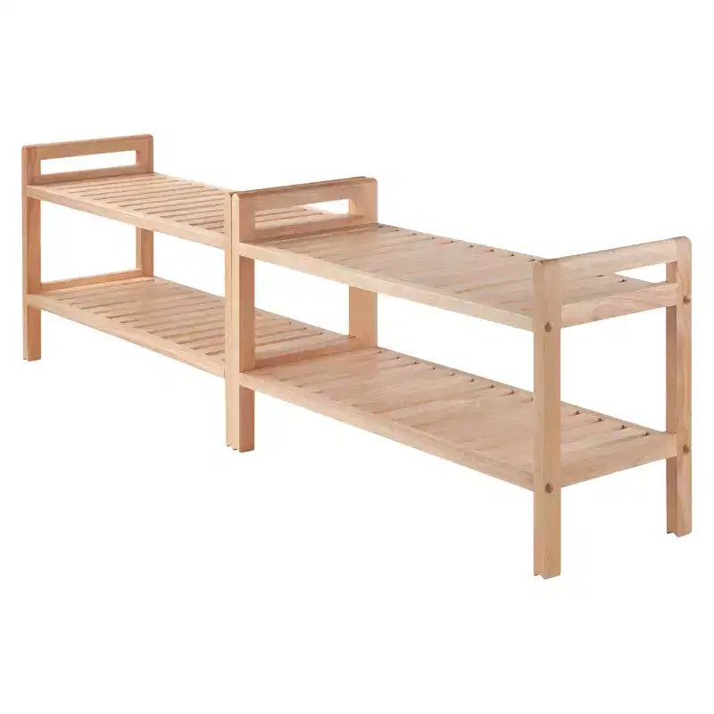 Lot de 2 étagères à chaussures empilables Mercury naturelles – Winsome : Rangement en bois dur pour placard et entrée
