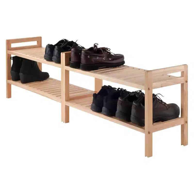 Lot de 2 étagères à chaussures empilables Mercury naturelles – Winsome : Rangement en bois dur pour placard et entrée