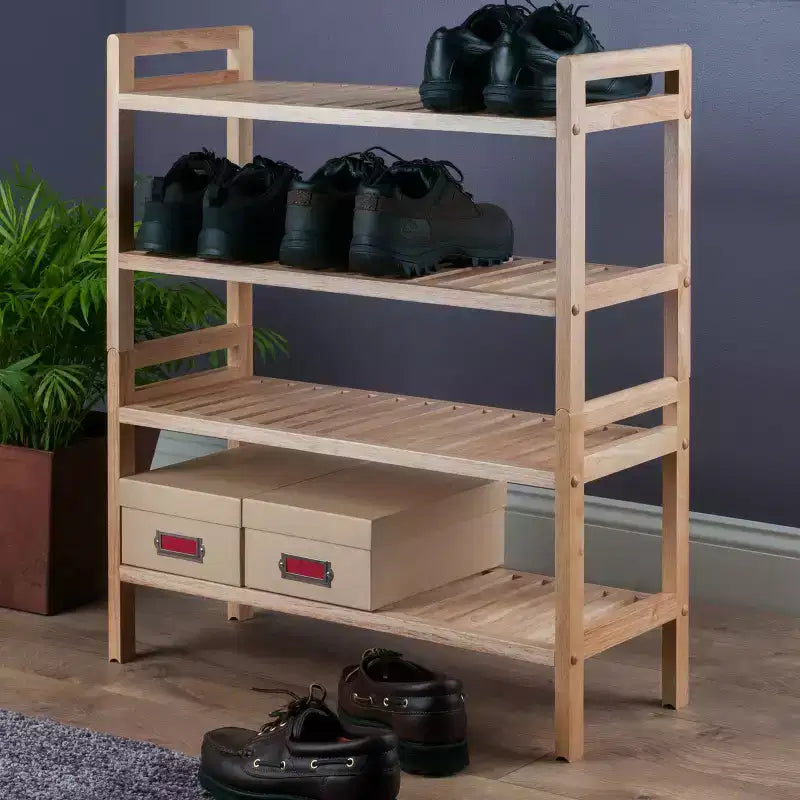 Lot de 2 étagères à chaussures empilables Mercury naturelles – Winsome : Rangement en bois dur pour placard et entrée