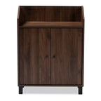 Baxton Studio Rossin Walnut Finished 2 Door Wood Entryway Shoe Storage Cabinet with Open Shelf Brown: Freestanding Organizer, Holds 8 Pairs
