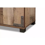 3 Door Cyrille Wood Shoe Cabinet Brown - Baxton Studio: Entryway Storage, 12 Pair Capacity, Industrial Farmhouse Style