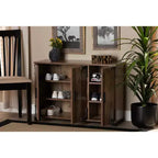 3 Door Cyrille Wood Shoe Cabinet Brown - Baxton Studio: Entryway Storage, 12 Pair Capacity, Industrial Farmhouse Style