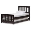 Twin Hevea Solid Wood Platform Bed with Guest Trundle Bed Dark Brown - Baxton Studio: Rubberwood Frame, No Box Spring Needed