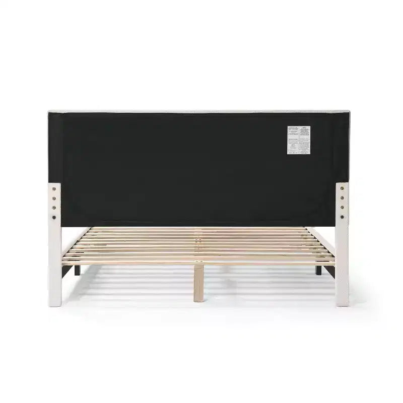 Lit plateforme standard rembourré en bouclé moderne Queen Heartwild 24/7 Shop At Home, blanc