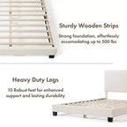 Lit plateforme standard rembourré en bouclé moderne Queen Heartwild 24/7 Shop At Home, blanc