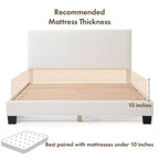 Lit plateforme standard rembourré en bouclé moderne Queen Heartwild 24/7 Shop At Home, blanc