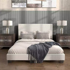Lit plateforme standard rembourré en bouclé moderne Queen Heartwild 24/7 Shop At Home, blanc