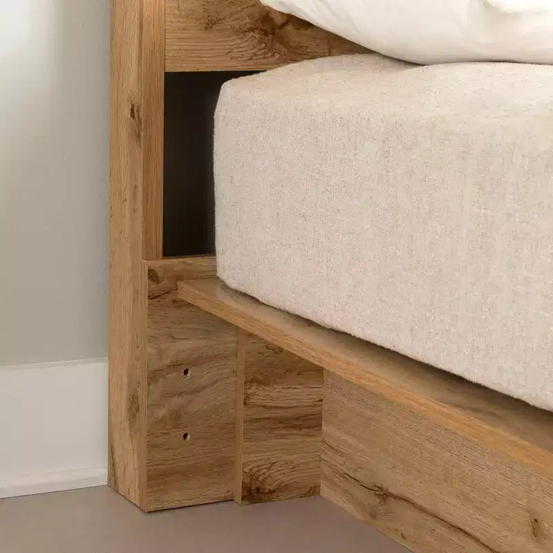 Tête de lit Musano de South Shore, grand lit, chêne nordique : tablette de rangement moderne, garantie de 5 ans, fabriquée en panneaux de particules