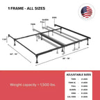 Hollywood Bed Frame Atlas Lock Sommier métallique avec cadre de lit à taille universelle Noir