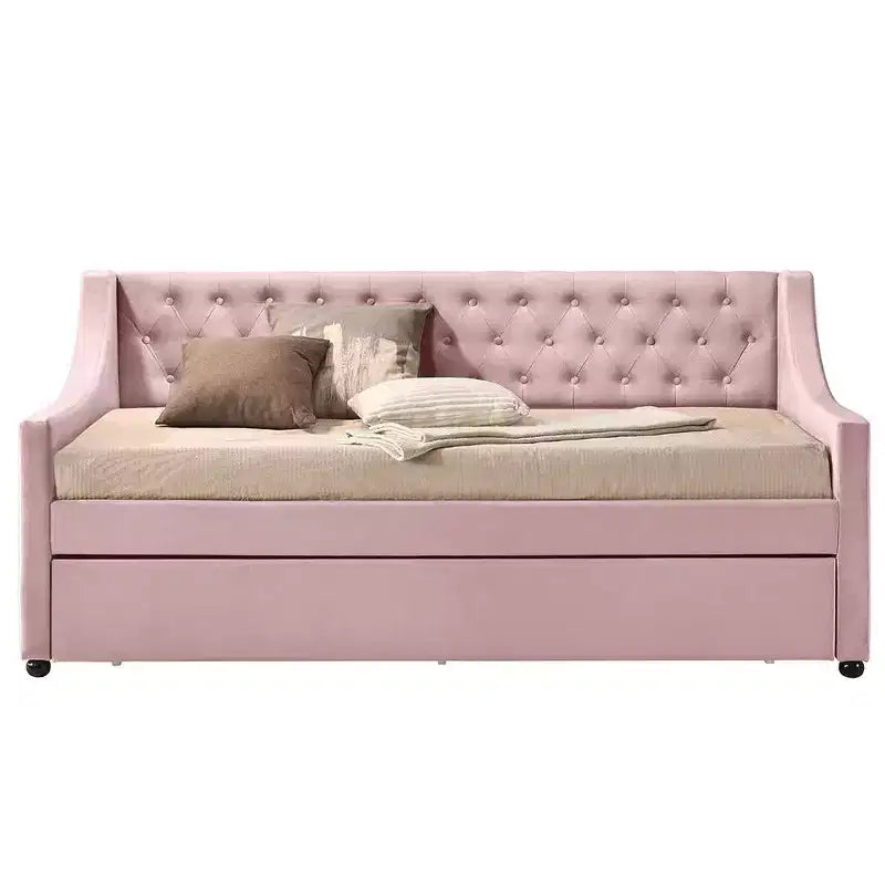 Lit Lianna en velours rose Acme Furniture pour lits jumeaux/doubles