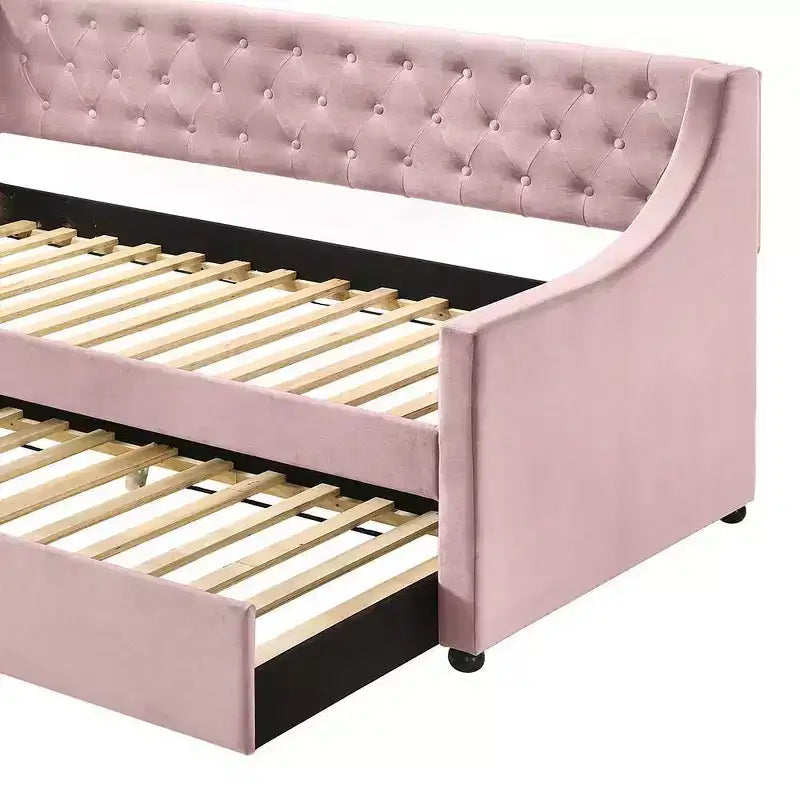 Lit Lianna en velours rose Acme Furniture pour lits jumeaux/doubles