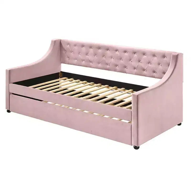 Lit Lianna en velours rose Acme Furniture pour lits jumeaux/doubles