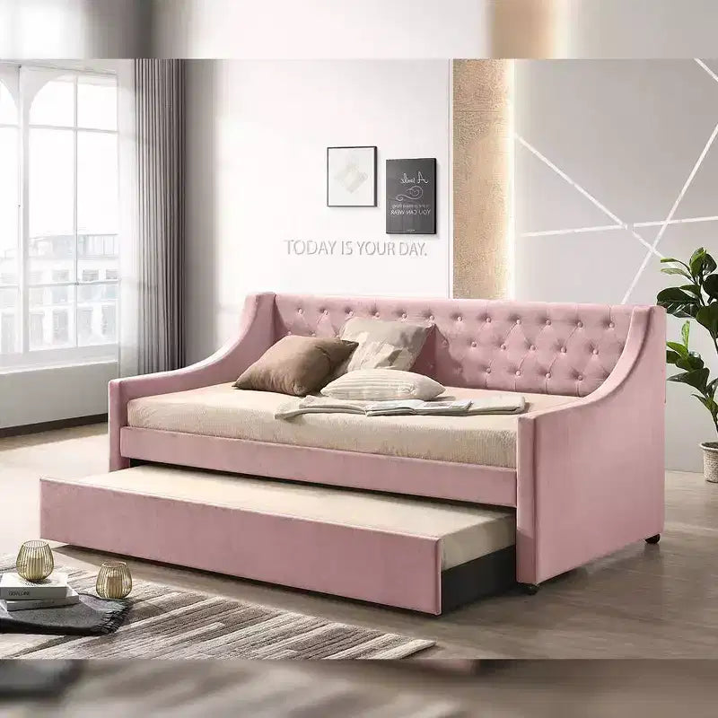 Lit Lianna en velours rose Acme Furniture pour lits jumeaux/doubles