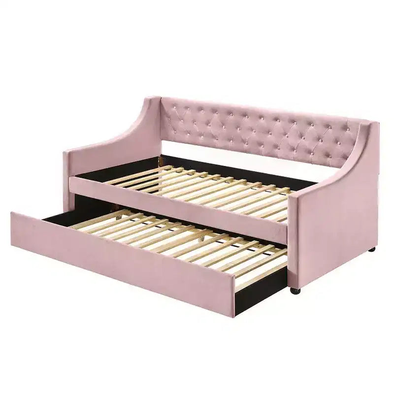 Lit Lianna en velours rose Acme Furniture pour lits jumeaux/doubles