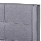 Lit plateforme en bois tapissé King Edmond Tissu gris/noyer cendré - Baxton Studio