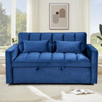 Causeuse de futon moderne en velours avec dossier inclinable et poches, 2 places – Gris foncé / Gris clair / Bleu / Noir