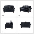 Canapé Angel Transitional en Cuir Véritable avec Dossier Capitonnée par HULALA HOME