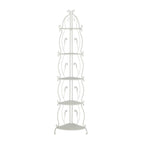Metal Scroll Indoor Outdoor Tall Folding 5 Shelves Bakers Rack - Gold or White - Roche River Decor