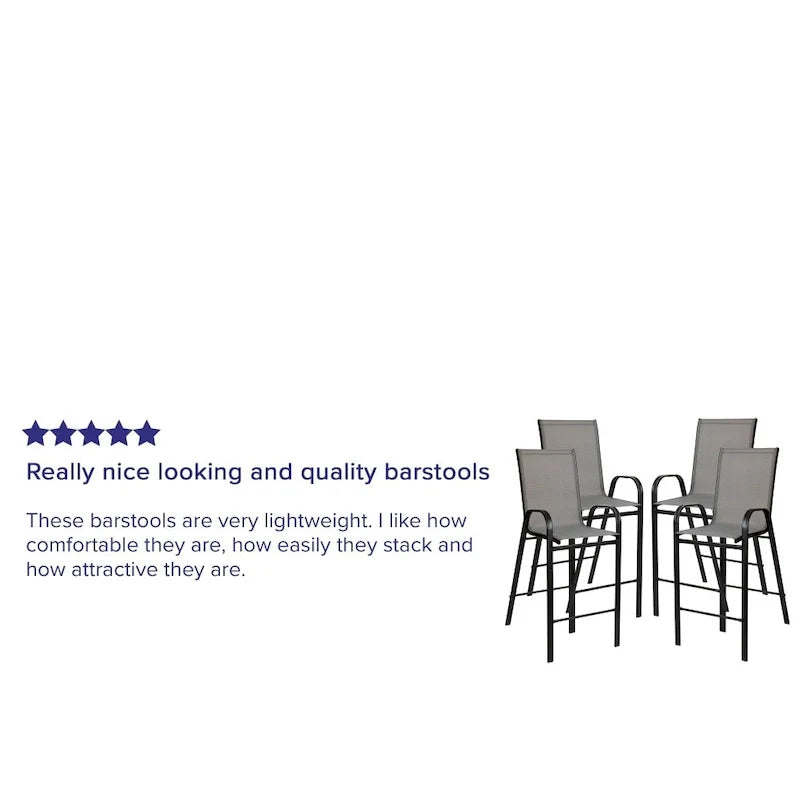 4 Pack Outdoor Barstools with Flex Comfort Material - Patio Stool