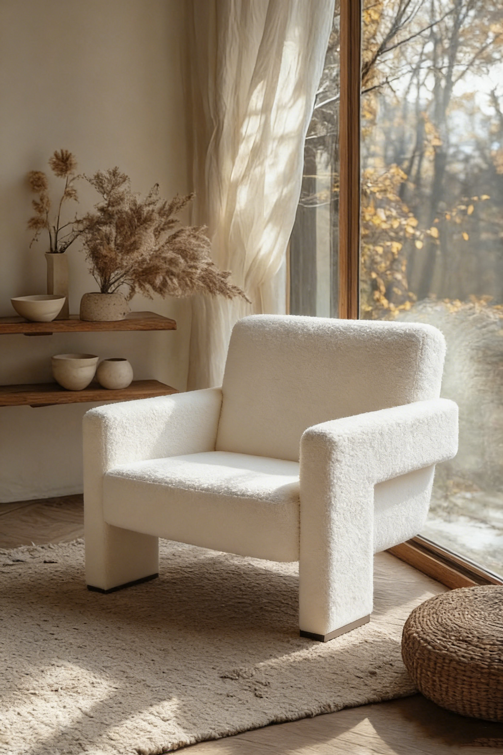 Boucle Upholstery Accent Chair