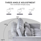 Causeuse de futon moderne en velours avec dossier inclinable et poches, 2 places – Gris foncé / Gris clair / Bleu / Noir