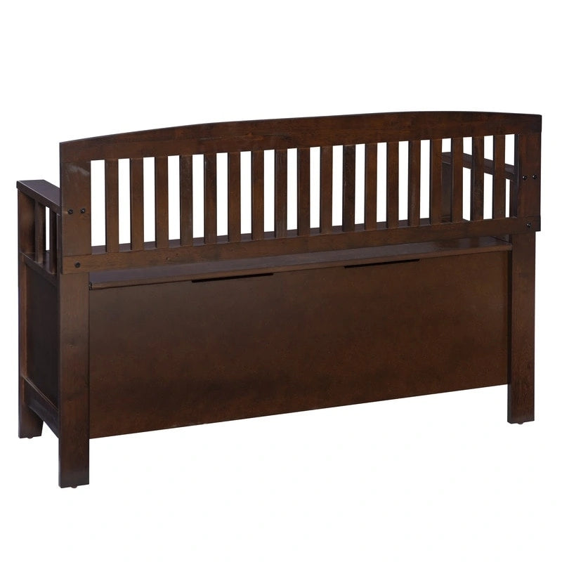 Migdalia Flip Top Slat Back Storage Entryway Bench