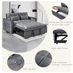 Causeuse de futon moderne en velours avec dossier inclinable et poches, 2 places – Gris foncé / Gris clair / Bleu / Noir