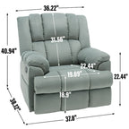 Lazy Boy Swivel Rocker Fabric Recliner Chair, Overstuffed Large Manual Recliner Glider with Pillow Top Arms and Cushion Back
