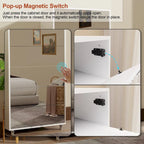 Mirror Shoe Cabinet With 6 Flip Drawers,Shoe Rack Organizer Store Ample Shoes,4 Metal Legs,Hand-Touch Flip-Out Door
