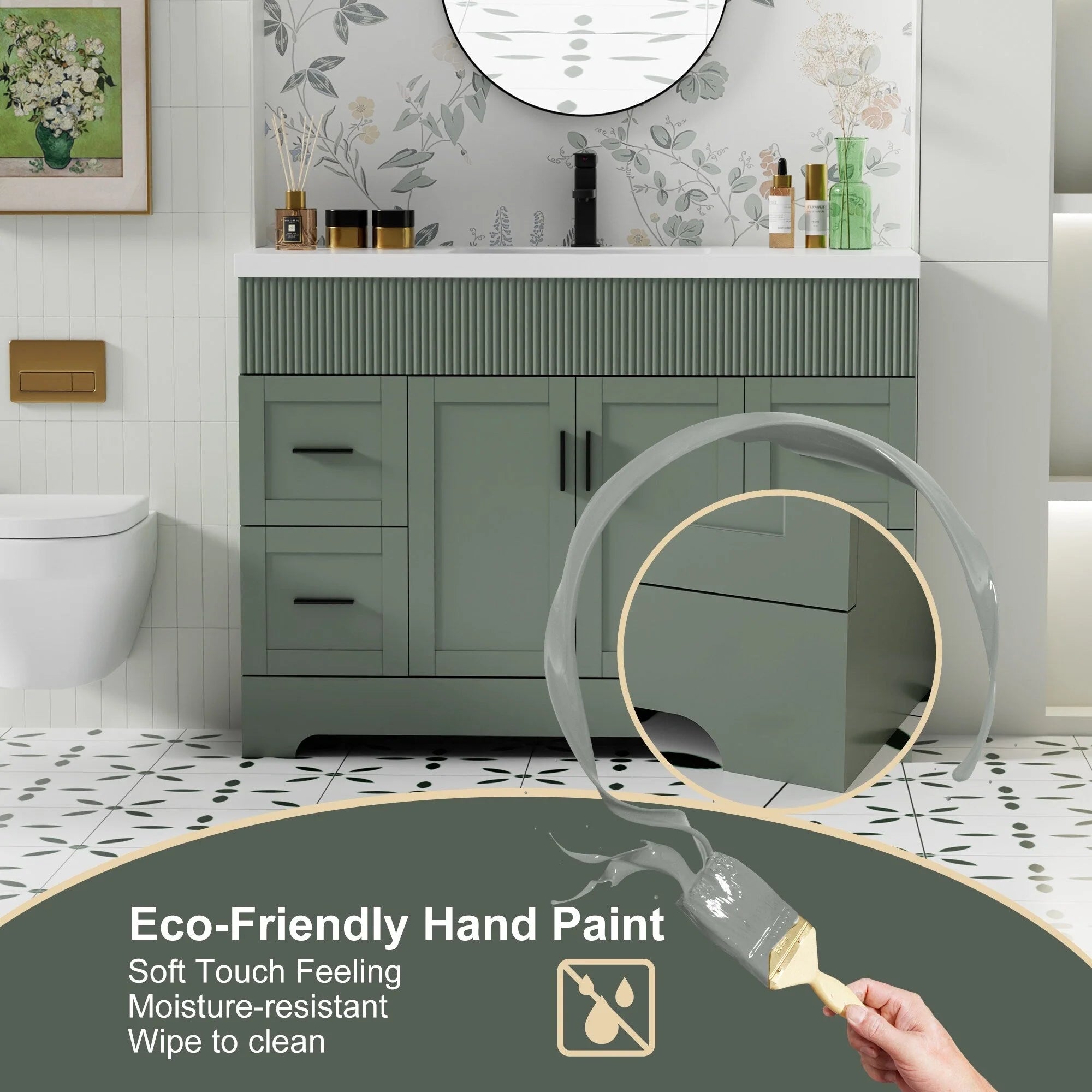 Wavy Line 30/36/48 Bathroom Vanity Set with Sink & Faucet