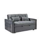 Causeuse de futon moderne en velours avec dossier inclinable et poches, 2 places – Gris foncé / Gris clair / Bleu / Noir
