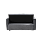 Causeuse de futon moderne en velours avec dossier inclinable et poches, 2 places – Gris foncé / Gris clair / Bleu / Noir