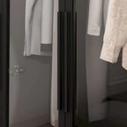 47.2 Wide Armoire LED Light All Glass Door Closet Cabinet Wardrobe