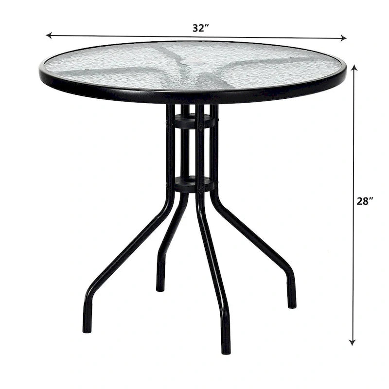 Costway 32 Outdoor Patio Round Table Tempered Glass Top