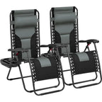 Yaheetech 2pcs 26in Padded Outdoor Zero Gravity Chair Patio Lounge Camping Chair with Armrests and Pillow