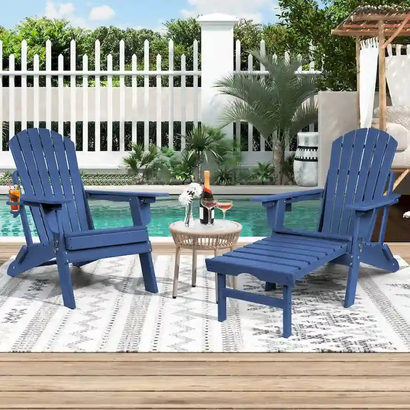 Vrakae Folding and Adjustable Adirondack Chair with Ottoman
